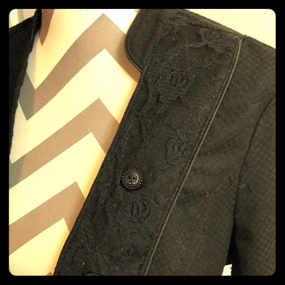 Military style black lace blazer